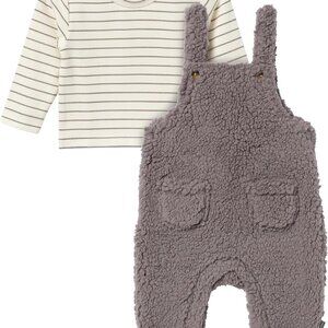 Chic Medium Gray Baby Overall with Ivory Shirt – Comfortable Microplush Design